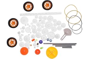 HILITAND 78 Pcs Engrenages en Plastique Axe Manchons Ceinture Poulie Ver Support Rack Kits Vitesse Ensemble Arbre DIY (#1)