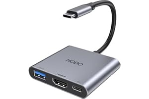 HODO USB C HDMI Adapter, USBC Digital AV Multiport Hub mit 4K HDMI, USB 3.0, Type-C 100W PD für iPad/MacBook/Samsung S24/Surface/HP