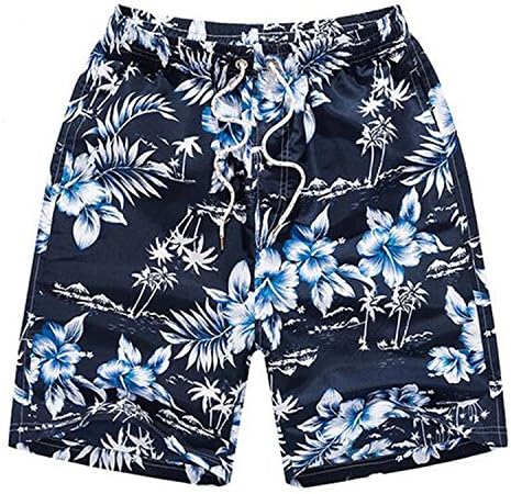 HCIUUI New Arrival Men Summer Thin Beach Shorts Printing Decoration Loose Style Out-wear Plus Size M-6XL MKD1290 Dark Blue XL