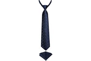 DiBanGu Pretied Tie for Boys Silk Necktie and Pocket Square Set for Age 7-15