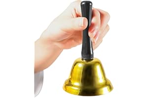 HXMJIED Campana de mano de metal (dorado), campana de mano de Papá Noel para Navidad, campana de té, cena, campana de mano, alarma de servicio de llamadas fuertes, campana de mano para mostrador de servicio,