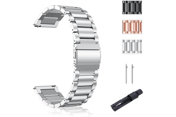 SUGARJAR Klockarmband i rostfritt stål, kompatibelt med Withings ScanWatch 2 38 mm, 18 mm metall ersättningsarmband med snabbkoppling för Withings ScanWatch Light/Nova Brilliant kvinnor och män