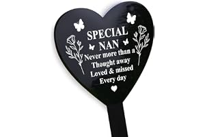 Red Ocean Special Nan Graveside Memorial Marker - Black Acrylic Grave Heart Ornament - Memorial Plaque Tribute For Nan Grandp