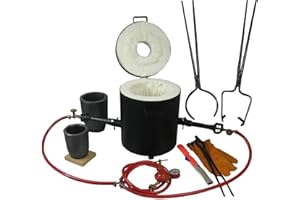 LSMIITTH 16KG Großer Propan-Schmelzofen mit Tiegeln und Tiegelzangen, Gießerei-Klin für Metall Gold Silber Kupfer Aluminium Full Casting Tool Kit