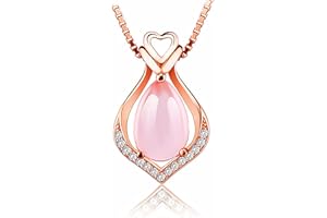 DISHOWME Różowy kwarc wisiorek naszyjnik różowy kryształ łezka łańcuszek naturalny kamień szlachetny leczniczy czakra opal kamień biżuteria dla kobiet dziewcząt