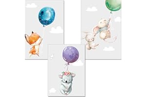 artpin® Juego de 3 pósteres para habitación infantil - imágenes para habitación de bebé DIN A4 - imágenes de pared para niñas y niños - póster para niños con conejo p45