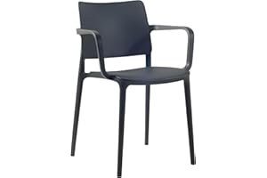 ‎PAPATYA PAPATYA Joy-K Design Plastic Chair with a Load Capacity of 200 kg, Stackable, Patio Chair Made of Plastic, UV-Resistant, Lightweight Chair (Anthracite Grey)