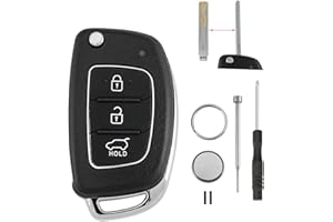 GLOUVDEYZ For Hyundai I10 I20 I40 IX35 and Hyundai Sante Fe 3 Buttons Remote Car Key Fob Case Shell Battery CR2032 Pin Removal Tool