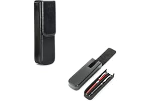 Hiram Pudełko do przechowywania pióra wiecznego wykonane ze skóry garbowanej roślinnie z ukrytym magnetycznym zapięciem na zatrzask, Czarny, For 2 Pens, Organizer do torby