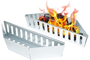 QWORK® 2 Pezzi cesti per carbonella, Supporto per combustibile in bricchette di carbonella, Compatibile con Barbecue a carbonella Weber da 47/57/67 cm