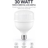 30 Watt Torch Kristal Led Ampul Y&uuml;ksek Aydınlık Sunan Soğuk Beyaz Amp&uuml;l 3000 L&uuml;men G&uuml;&ccedil;l&uuml; Işık