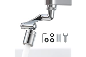 1440 ° Wasserhahn Verlängerung, Aoresac Drehbarer Multifunktionaler Verlängerungshahn Schwenkbarer Wasserhahn-Strahlregler Küchenspüle, Badezimmer für M20 M22 M24 (Silber)