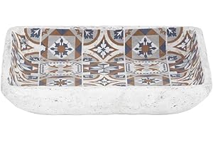 Rivanto® Vogelbad Portugisische Kacheln aus Beton, 26,6 x 26,6 x 5,7 cm, Badeschale für Wildvögel, rechteckig