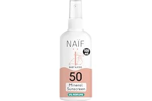 ‎NAÏF Naïf - Mineralisches Sonnenschutzspray - für Baby & Kind - 0% Parfüm - LSF 50 - Spray ohne Octocrylene - UVA und UVB Schutz - Wasserresistent - Dermatologisch Getestet - Ohne Mikroplastik - 100ml