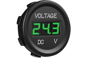 GZCRDZ - Voltmetro digitale a LED da 12 V, impermeabile, per barca, veicoli marini, moto, camion, ATV, UTV, auto, camper, caravan, blu/rosso/verde, pannello rotondo digitale (verde)