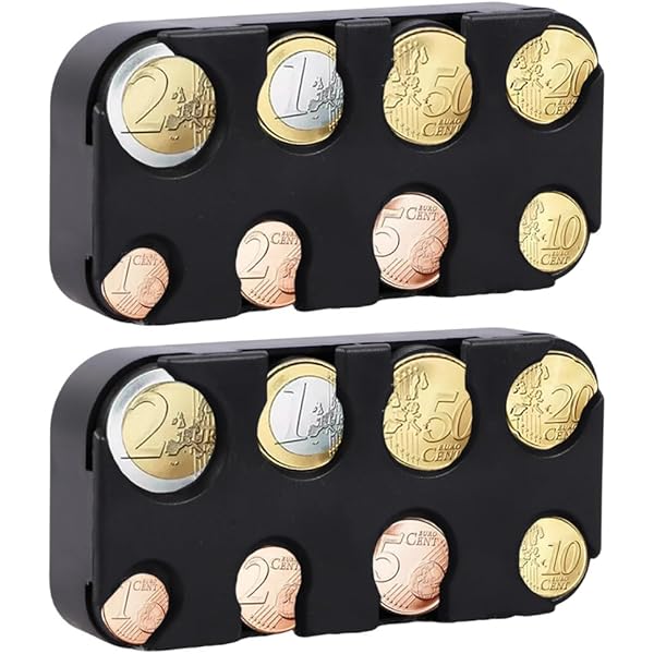 Münzen-Organizer Aus Aluminium - Praktischer Münzspender Mit 7 Fächern & Sicherheitsschnalle
