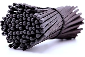 REHGLÜCK Schwarzwald Environ 100 allumettes noires de 10 cm de long, convient également comme recharge pour nos bouteilles décoratives élégantes (couleur de la tête d'allumette : noir)