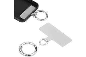 LUTER Telefon Halteband Patch, Silver Iron Handy Lanyard Pads mit 1 Metallfederring Robust Tragbar Handy Lanyard Patch für Handy Ersatzteil