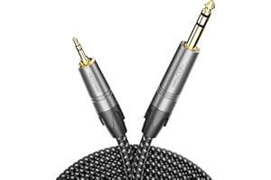 deleyCON 2m Kabel Instrumentalny Jack 6,35 mm na 3,5 mm Jack TRS (Stereo) AUX - Jakość Studyjna - z Czystej Miedzi OFC (AWG24) - do Wzmacniacza Miksera Gitary Elektrycznej Basu Klawiatury