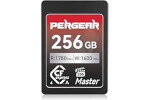 Pergear Tarjeta de memoria CFexpress 4.0 tipo A de 256 GB, velocidad de lectura de hasta 1780 MB/s y velocidad de escritura de 1600 MB/s para 4K 120P, 8K 30P (Master Series), compatible con cámaras