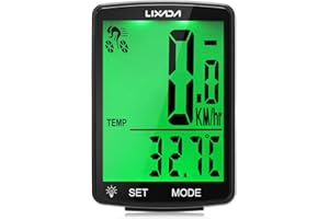 Lixada Computadora de Bicicleta Inalámbrica Multifunción Pantalla LCD Odómetro de Bicicleta de Montaña IPX6 Impermeable Temperatura Medible Cronómetro Accesorios para Montar