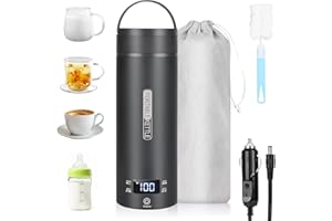 Dreamhigh® Bouilloire de Voyage, 500ml Mini Bouilloire Electrique, 96 W Petite Bouilloire Electrique, Chauffe Eau Portable pour Café, Lait, Thé Voiture (12V) (Noir)