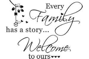 JIABEIUS Jiayaus Adesivi Murali con Citazioni Motivazionali con Scritta In Inglese " Every Family Has A Story Welcome to Ours ", Personalizzare Scritte Adesive per Pareti per Decorazioni Parete