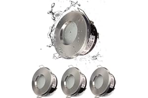 Sweier Spot Encastré Étanche IP65, Plafonnier LED pour Salle de Bain & Cuisine, Coupe 68mm, Finition Nickel Satiné, Compatible Ampoules GU10 (Non Incluses), Lot de 4