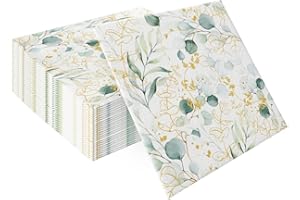 ‎PAW DECOR COLLECTION PAW - Airlaid Napkins - Fabric-Like (40 x 40 cm) I Pack of 50 I Ideal for Weddings, Christenings, Communion, Birthdays I Fabric Napkins - Leaves, EucalyptusI Colour: Golden Eucaliptus