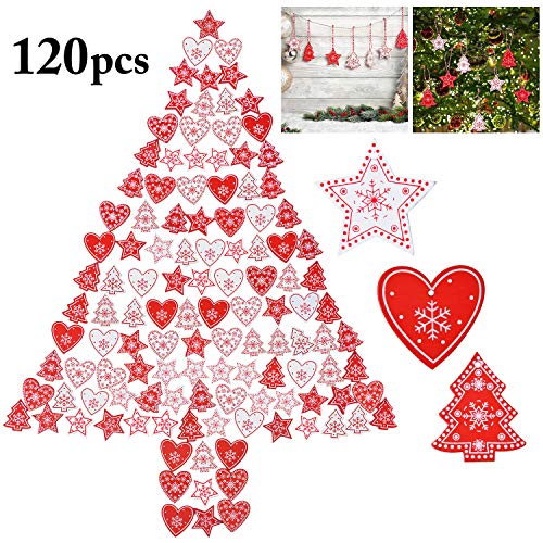 Outgeek 120 PZ Natale Sospeso Ornamento Fai da Te Legna Mestiere Natale Sospeso Decorazione