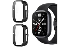 KUSINHOKA Pokrowiec na Honor Watch 4, [2 sztuki] Zintegrowana osłona ze szkła hartowanego, Ultra cienki ekran ochronny HD Clear PC Twardy pokrowiec do Honor Watch 4, czarny