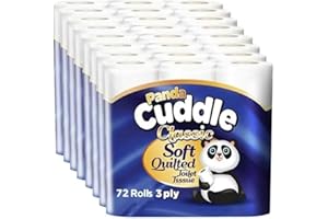 Panda Cuddle 3-Ply Soft Quilted Unscented Toilet Rolls - 72 Unscented Toilet Rolls - Premium Bathroom Toilet Rolls for Luxurious Comfort and Hygiene (Pack of 72 Toilet Rolls)