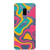 PrintiFy Samsung Galaxy S9 Plus ile Uyumlu Kapak Renkli Desen B Turuncu Tasarımlı 1mm Fit Şeffaf Silikon Kılıf