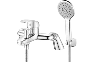 Coleniny Bath Tap with Shower Head and 1.5M Hose, Modern Bath Shower Mixer Tap, Single Lever Bath Mixer Tap Shower Kit for Bathtub and Shower, Bath Filler Mixer Tap Chrome, Solid Brass, 180mm Centres
