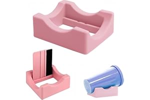Heanvmyss Cuna para Vasos para Manualidades,Base de Silicona para Vasos,Soporte Pequeño para Vasos con Ranura Incorporada,Portavasos Antideslizante con Espátula de Fieltro para Hacer Vasos(Rosa)