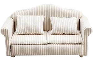 Fopytu Canapé de Maison de poupée, Canapé Miniature à l'échelle 1/12 avec oreillers, Meubles de Maison de poupée Miniature, canapé pour Salon, décor de Maison de poupée