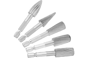 RAGUSO 5 pièces ensemble de fichiers à fraises rotatives 1/4 pouces tige hexagonale fraises en acier à grande vitesse outils de fichiers rotatifs pour matériel en aluminium et en fer