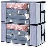 Acormek Rectangular Underbed Blanket Storage Bag for Wardrobe Organizer Blanket Cover with a large Transparent Window and Sid