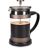 Navaris Caffettiera francese in vetro e acciaio - 600ml french press in acciaio inossidabile bricco e vetro borosilicato - Te