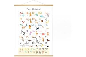 Jonlitze ABC Poster für Kinder 30x40 cm, Lernposter Schreiben Lernen Alphabet Zahlen Poster, Buchstaben Grundschrift Geschenk für Kinderzimmer, Kindergarten, Vorschule, Grundschule