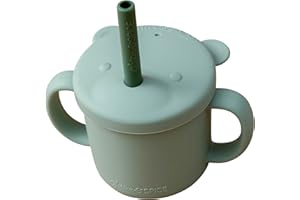 glitter&spice tasse d'apprentissage pour bébé 180 ml Gobelet d'entraînement Tasse à paille Ours Sans BPA(SAGE)