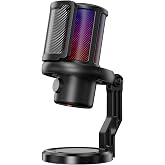 K KASONIC USB Gaming Microphone with RGB Lighting &amp; Anti-Pop Filter | Condenser Microphone for PC, PS4/PS5, Cardioid Directiv