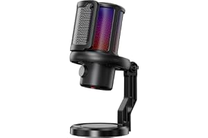 K KASONIC Gaming USB-Mikrofon med RGB-Belysning & Popfilter | Kondensatormikrofon för PC, PS4/PS5, Njärkarakteristik, 16-bit/48kHz, Perfekt för Streaming, Podcasts, Onlinemöten