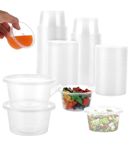 Inoverse 500 stuks opbergdozen, dressingbekers met deksel, 80 ml, sausbekers van PP, transparante dipdozen voor onderweg. Sauscontainer, degustatiebeker, fijnvoedselbeker, BPA-vrij