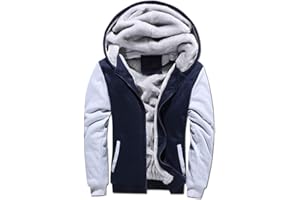 VSUSN Sudadera con Capucha para Hombre con Cremallera Manga Larga Ropa de Abrigo Invierno Cálido Forro Polar Chaqueta Más Dicke Sudaderas con Capucha