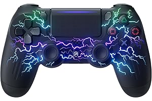 ECHTPower Wireless Controller for PS4,LED Game Controller Compatible with PS4/Slim/Pro/PC,Gamepad with Dual Vibration,RGB,1000mAh Battery,6-Axis,Touchpad,Headphone Jack,Screenshot,Black