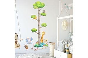HaoFuJi Pegatinas Infantiles Pared medidor niños pared Flores Plantas Árbol Salon Adhesivos Pared Animales Jirafa Elefante León Decoracion Salones Comedor Habitación Niños Bebés Guardería Dormitorio