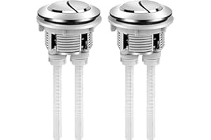 PBMLGO 2 Pack 38mm Toilet Dual Flush Push Button Replacement Dual Flush Toilet Tank Button, Round Head Toilet Cistern Push Button Accessories for Bathroom Closestool Water Tank Repair (Silver)