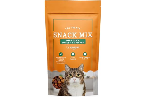 by Amazon - Friandises pour chats - Mélange de bouchées au canard, à la dinde et poulet, 70 g