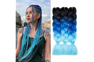 FANWYFYU 3 paquetes de extensiones de cabello trenzado Ombre Kanekalon Extensiones de cabello trenzado Jumbo 24 pulgadas cabello trenzado sintético para crochet Twist